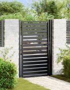 vidaXL Градинска порта с ключалка черна 100x150 см алуминий