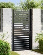 vidaXL Градинска порта с ключалка черна 100x180 см алуминий