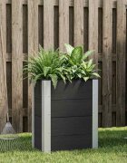 vidaXL Градинска повдигната леха Черно 50 x 30 x 72 см WPC и алуминий