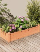 vidaXL Градинска повдигната леха с вложка кафяв 120x45x25 см ела масив