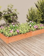 vidaXL Градинска повдигната леха с вложка кафяв 240x120x25см ела масив