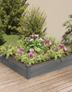 vidaXL Градинска повдигната леха с вложка сива 120x120x25 см ела масив