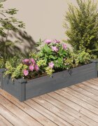 vidaXL Градинска повдигната леха с вложка сива 120x45x25 см ела масив