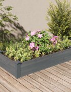 vidaXL Градинска повдигната леха с вложка сива 120x60x25 см ела масив