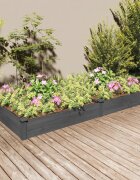 vidaXL Градинска повдигната леха с вложка сива 240x120x25 см ела масив
