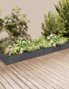 vidaXL Градинска повдигната леха с вложка сива 240x45x25 см ела масив