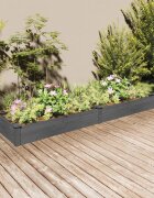 vidaXL Градинска повдигната леха с вложка сива 240x60x25 см ела масив