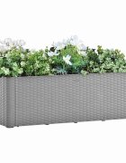 vidaXL Градинска повдигната леха самополивна сива 100x43x33 см