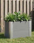 vidaXL Градинска повдигната леха Сиво 50 x 30 x 36 см WPC и алуминий