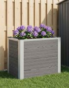 vidaXL Градинска повдигната леха Сиво 50 x 30 x 42 см WPC и алуминий
