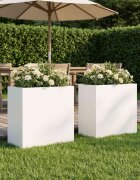 vidaXL Градинска саксия 2 бр. Бяло 50 x 30 x 40 см