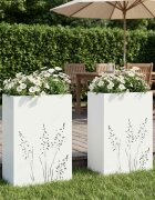 vidaXL Градинска саксия 2 бр. Бяло 50 x 30 x 75 см