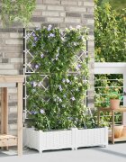 vidaXL Градинска саксия 2 бр. Бяло 80 x 40 x 126 см ПП