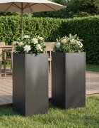 vidaXL Градинска саксия 2 бр. Черно 20 x 20 x 50 см