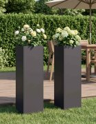 vidaXL Градинска саксия 2 бр. Черно 20 x 20 x 75 см