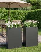 vidaXL Градинска саксия 2 бр. Черно 40 x 20 x 75 см