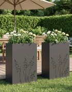 vidaXL Градинска саксия 2 бр. Черно 50 x 30 x 75 см