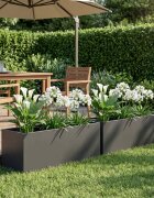 vidaXL Градинска саксия 2 бр. Черно 60 x 20 x 20 см