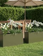 vidaXL Градинска саксия 2 бр. Маслиненозелено 100 x 30 x 40 см