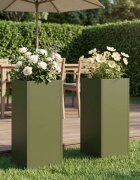 vidaXL Градинска саксия 2 бр. Маслиненозелено 20 x 20 x 50 см