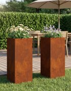vidaXL Градинска саксия 2 бр. Ръждясало 20 x 20 x 40 см