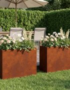vidaXL Градинска саксия 2 бр. Ръждясало 50 x 20 x 40 см