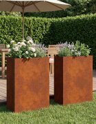 vidaXL Градинска саксия 2 бр. Ръждясало 50 x 20 x 75 см