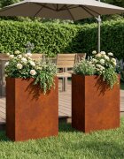 vidaXL Градинска саксия 2 бр. Ръждясало 50 x 30 x 75 см