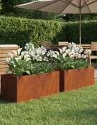 vidaXL Градинска саксия 2 бр. Ръждясало 60 x 20 x 20 см