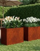 vidaXL Градинска саксия 2 бр. Ръждясало 60 x 30 x 50 см