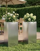 vidaXL Градинска саксия 2 бр. Сребристо 20 x 20 x 50 см