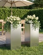 vidaXL Градинска саксия 2 бр. Сребристо 20 x 20 x 50 см