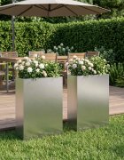 vidaXL Градинска саксия 2 бр. Сребристо 40 x 20 x 75 см