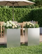 vidaXL Градинска саксия 2 бр. Сребристо 40 x 20 x 75 см