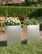 vidaXL Градинска саксия 2 бр. Сребристо 50 x 30 x 75 см