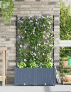 vidaXL Градинска саксия 2 бр. Светлосиво 80 x 40 x 143 см ПП