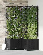 vidaXL Градинска саксия 3 бр. Черно 80 x 80 x 143 см ПП