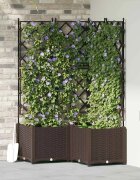 vidaXL Градинска саксия 3 бр. Кафяво 80 x 80 x 143 см ПП