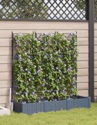 vidaXL Градинска саксия 3 бр. Светлосиво 120 x 40 x 1255 см ПП
