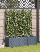vidaXL Градинска саксия 3 бр. Светлосиво 120 x 40 x 143 см ПП