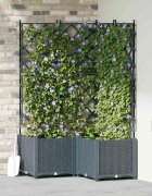 vidaXL Градинска саксия 3 бр. Светлосиво 80 x 80 x 143 см ПП