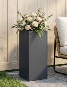 vidaXL Градинска саксия Антрацит 20 x 20 x 50 см