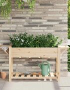 vidaXL Градинска саксия Бежово 155 x 59 x 765 см Солидно ела дърво