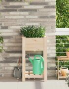 vidaXL Градинска саксия Бежово 45 x 45 x 765 см Солидно ела дърво
