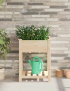 vidaXL Градинска саксия Бежово 605 x 60 x 765 см Солидно ела дърво