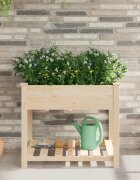 vidaXL Градинска саксия Бежово 90 x 90 x 765 см Солидно ела дърво