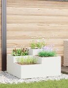 vidaXL Градинска саксия Бяло 100 x 100 x 48 см Стомана