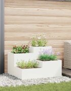 vidaXL Градинска саксия Бяло 100 x 100 x 60 см Стомана