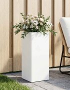vidaXL Градинска саксия Бяло 20 x 20 x 40 см Студено валцована стомана