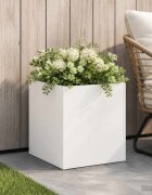 vidaXL Градинска саксия Бяло 25 x 25 x 25 cm Студено валцована стомана